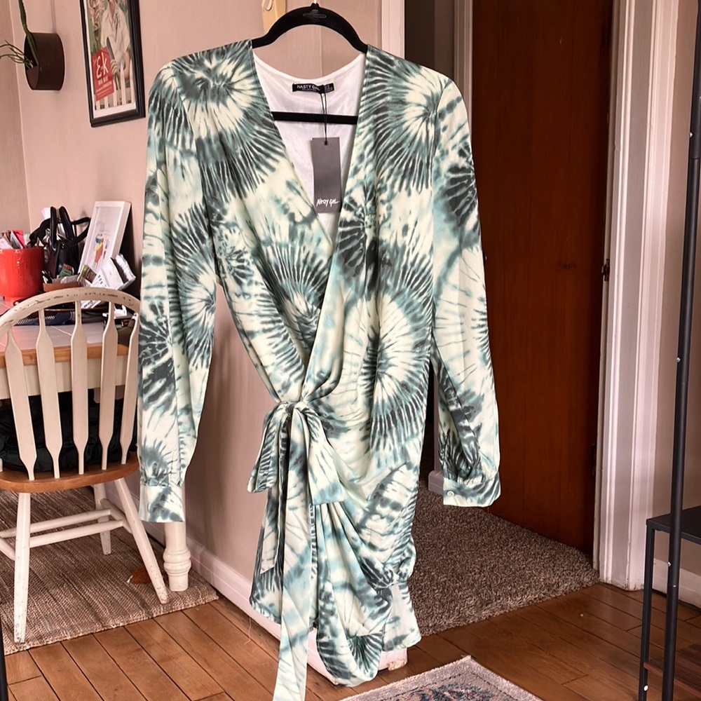 NWT nasty gal tie dye wrap dress
